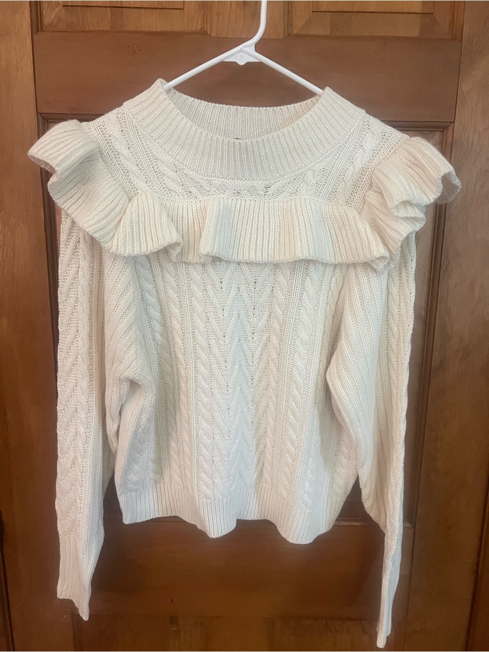 Studio 19 Cable Knit Ruffle Sweater